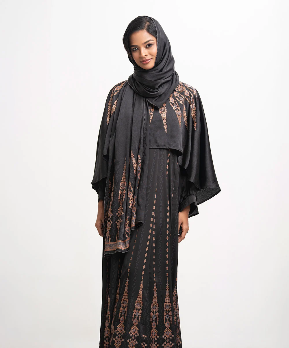 Black Satin-Georgette Abaya Set (Copy) (Copy) (Copy) - Image 5