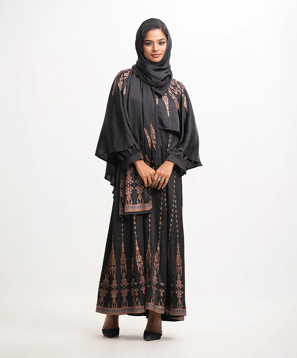 Black Satin-Georgette Abaya Set (Copy) (Copy) (Copy) - Image 2