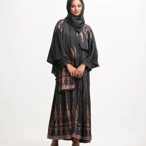 Black Satin-Georgette Abaya Set (Copy) (Copy)