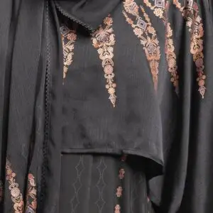 Black Satin-Georgette Abaya Set