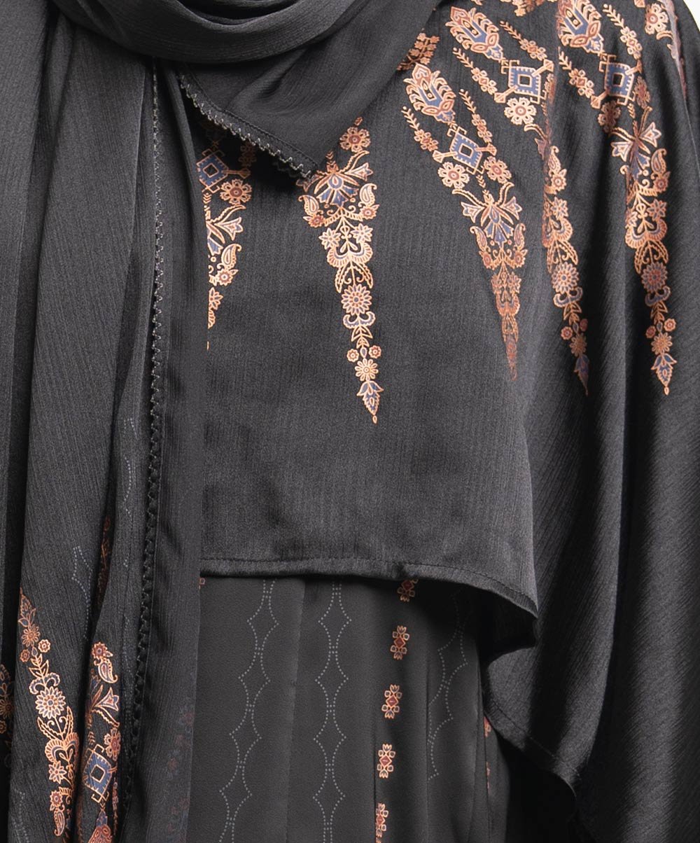 Black Satin-Georgette Abaya Set (Copy) (Copy) (Copy) - Image 4