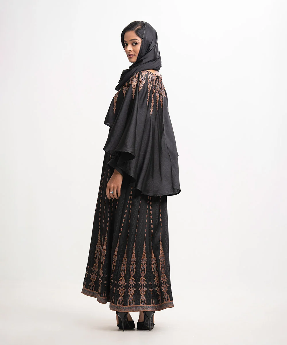 Black Satin-Georgette Abaya Set (Copy) (Copy) (Copy) - Image 3